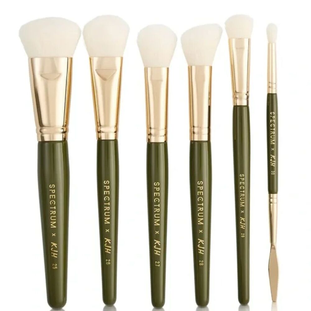 NIB Spectrum x Katie Jane Hughes 6 Piece Makeup Brush Set - Green/Gold